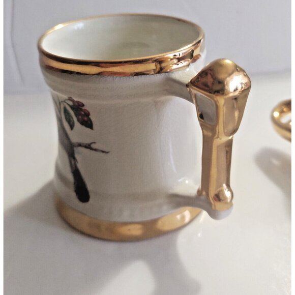 Set of Two Small Hand Painted Gold Gilded Decorative Mugs by Birdland - Picture 10 of 16
